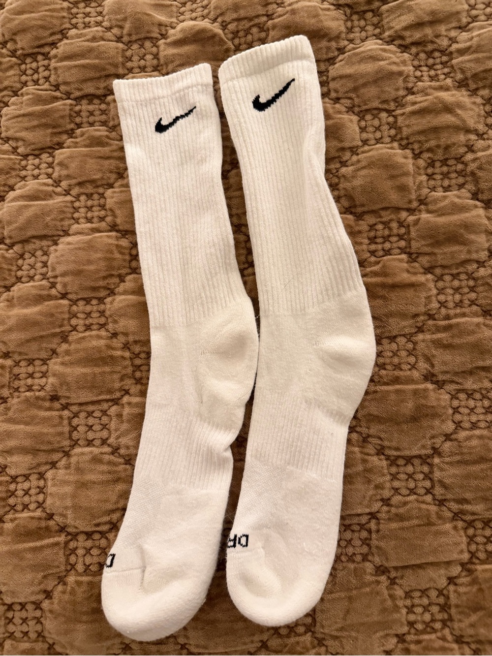 Nike White Crew Athletic Socks with Black Swoosh